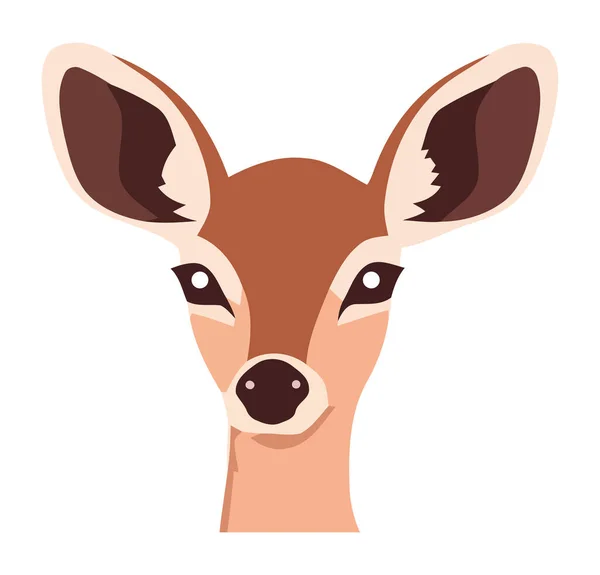 Cute Deer Portrait White — Stock Vector