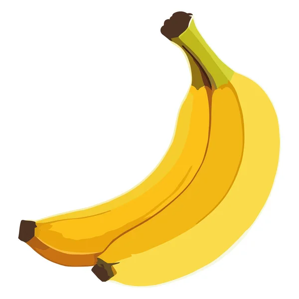 Duas Bananas Amarelas Design Sobre Branco — Vetor de Stock