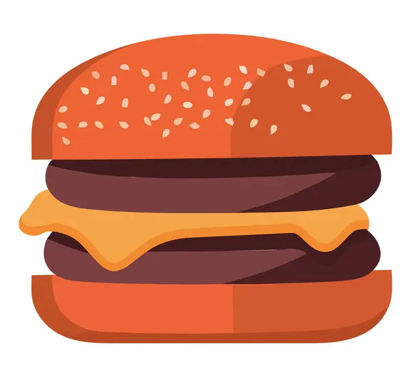 Design Cheeseburger Grelhado Sobre Branco —  Vetores de Stock