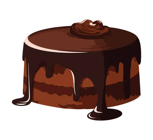 ホワイト上の甘いチョコレートケーキのデザイン — ストックベクタ