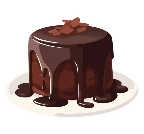 ホワイト上の甘いチョコレートケーキ — ストックベクタ
