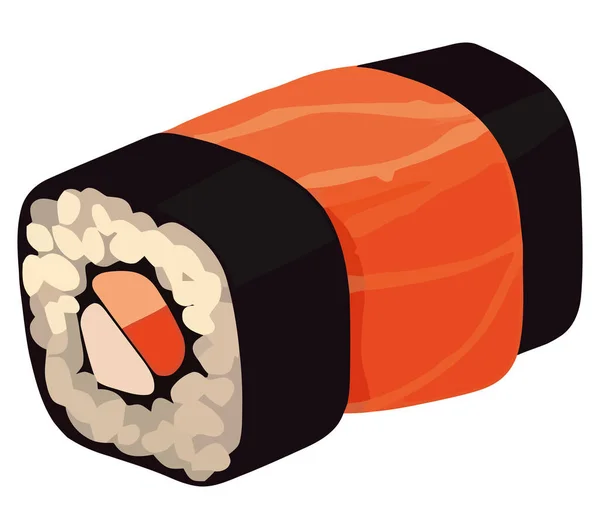 Sushi Roll Illustration Über Weiß — Stockvektor