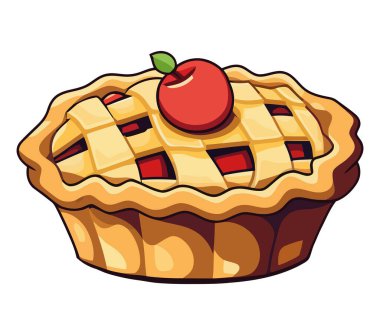 Beyaz üzerine tatlı bir elmalı turta çizimi