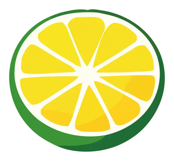 Saftige Zitronenscheibe Über Weiß — Stockvektor