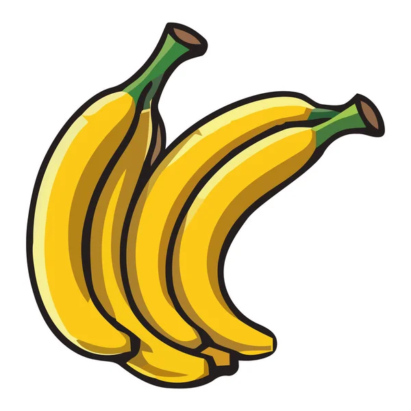 Bananas Amarelas Maduras Sobre Branco — Vetor de Stock