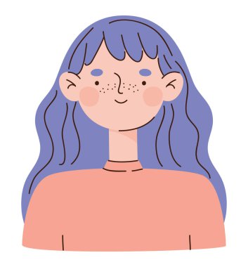 Uzun saç vektörü olan kadın izole edildi