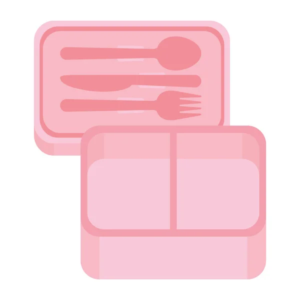 Caixa Almoço Rosa Vetor Isolado — Vetor de Stock
