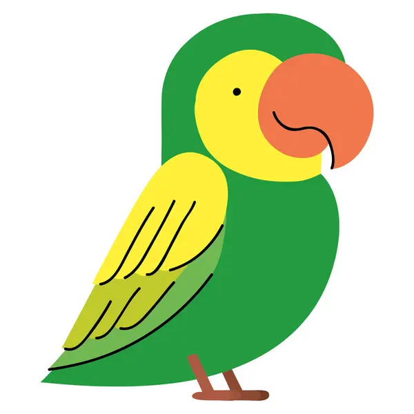 Изолированный Вектор Проектирования Зеленого Попугая — стоковый вектор