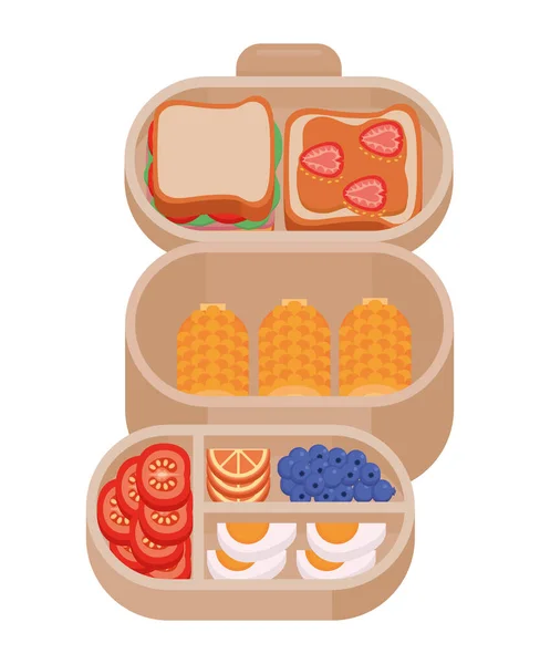 Lunchboxen Mit Ernährungsvektor Isoliert — Stockvektor