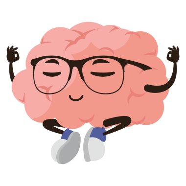 karikatür beyin meditasyon vektörü izole edildi