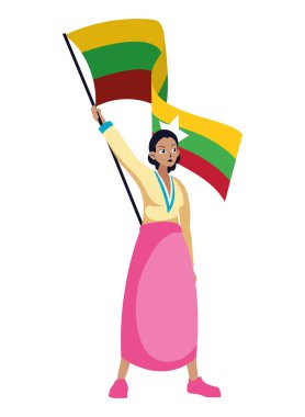 Myanmar Bağımsızlık Günü tasarımı kadın vektörü izole edildi