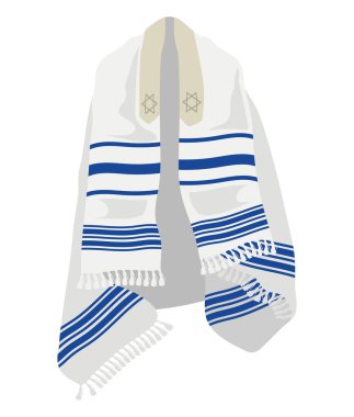 Yahudi Tallit ve David Starlar vektörü izole edildi