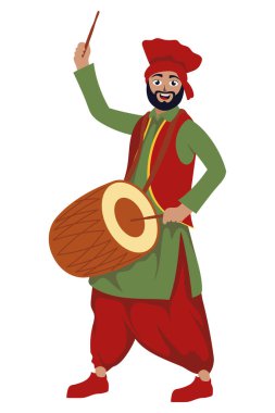 Lohri Hindu müzisyen çizim tasarımı
