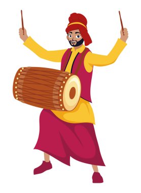 Lohri Hint davulcusu illüstrasyon tasarımı