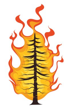 Orman yangını ağaç çizimi tasarımı