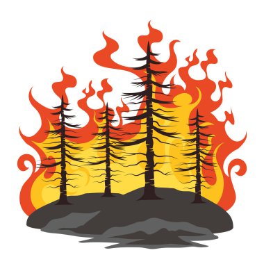 Orman yangınları orman yok etme çizimi tasarımı