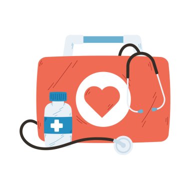 Steteskoplu ilk yardım kutusu izole edildi.