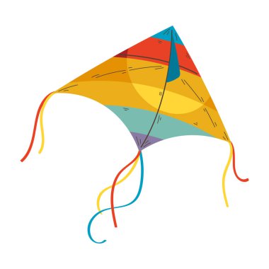 cute colored kite flying isolated clipart