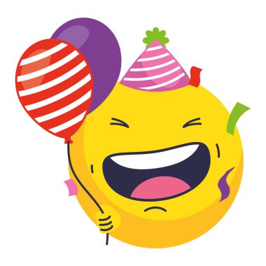 Parti balonlarıyla izole edilmiş doğum günü emojisi