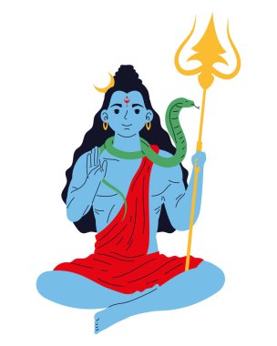 karikatür kralı shiva mızrakla izole edilmiş