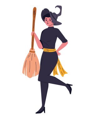 Cadılar Bayramı 'nda izole edilmiş bir cadıda kılık değiştirmiş kadın.