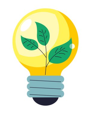 enerji tasarrufu ampul yeşil yaprak izole