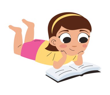 küçük kız izole kitap okuma