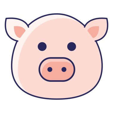 Domuz kafalı karikatür hayvan ikonu izole edildi