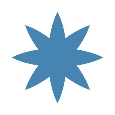 Sekiz noktalı mavi yıldız geometrik şekil tasarım simgesi izole edildi