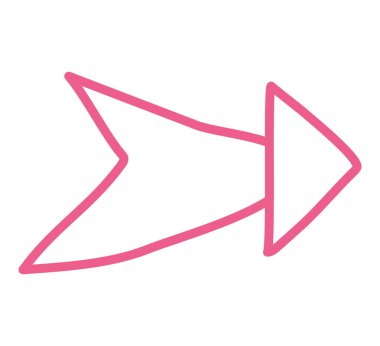 Pembe ok el çizilmiş simge izole edildi