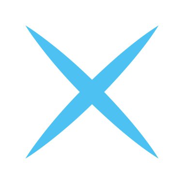 mavi çapraz geometrik şekil simgesi izole