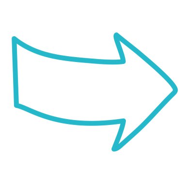 mavi ok el çizilmiş simge izole