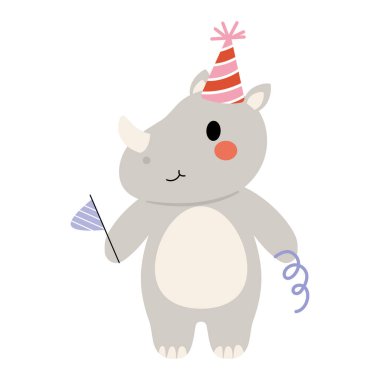 Gergedan hayvan doğum günü partisi izole