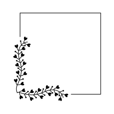 Çiçek çerçeveli kare resim izole edilmiş simgesi