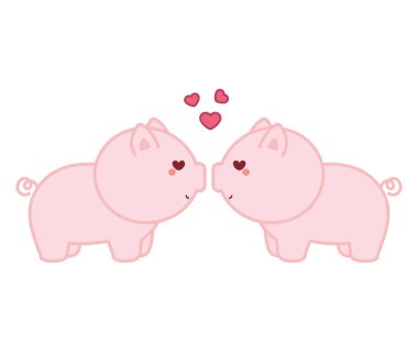 Pembe domuzlar kalpleriyle sarılıyor.