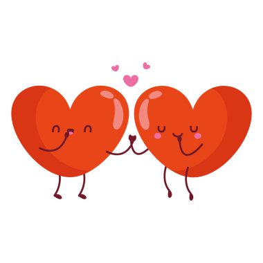 İki sevgi dolu kırmızı kalp çizimi