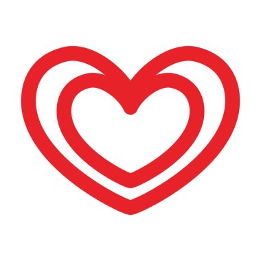 Çift katmanlı kırmızı kalp vektörü