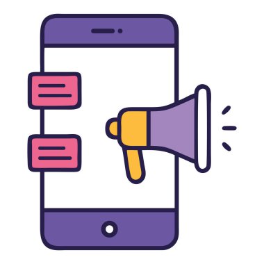 Sosyal medya reklamcılığı ve çevrimiçi tanıtım izole edilmiş vektör illüstrasyonu