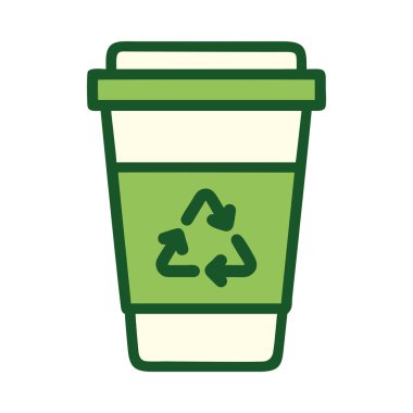 Yeniden kullanılabilir kahve fincanı sembolü çevre dostu tüketimi ve izole edilmiş vektör ilüstrasyonunu destekliyor
