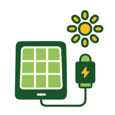 Güneş paneli sembolü yenilenebilir enerji ve sürdürülebilirlik izole edilmiş vektör illüstrasyonunu destekliyor