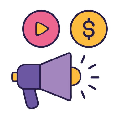 Video reklamcılığı ve dijital monetizasyon kavramı izole edilmiş vektör illüstrasyonu