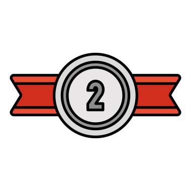 İkinci sırada kurdele madalya ikonu illüstrasyonu