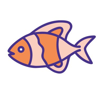 Palyaço balığı deniz yaşamı ikonu çizimi