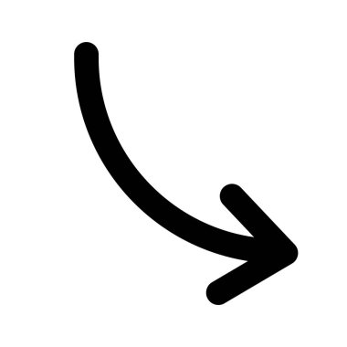 Ok aşağı eğilmiş simge illüstrasyonu