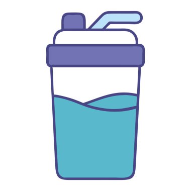 Susuzluk ve zindelik eğitimi için su şişesi izole edilmiş vektör çizimi