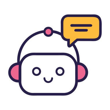 Chatbot ve yapay zeka iletişimi izole edilmiş vektör çizimi