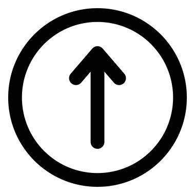 Yukarı doğru kalın ve kalın bir çember şeklinde ok.