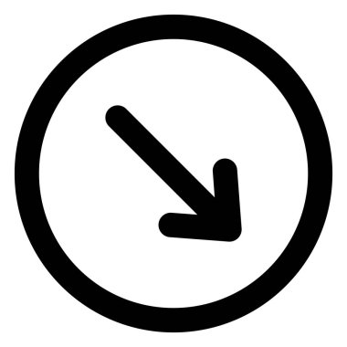 Çemberin sağ köşesinde ok kalın siyah navigasyon