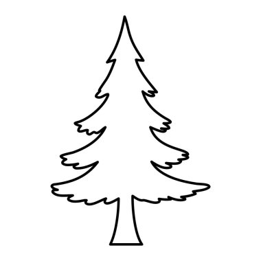 Orman ana hatları basit çam ağacı siyah ve beyaz tasarımı