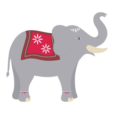 Çiçekli tekstil desenli Hint düğün fili